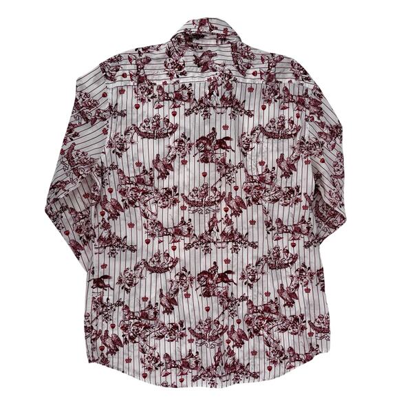 GSUS Industries Women's Cotton Blouse XL White W/ Red Printed Images Tie Accent - Picture 9 of 14